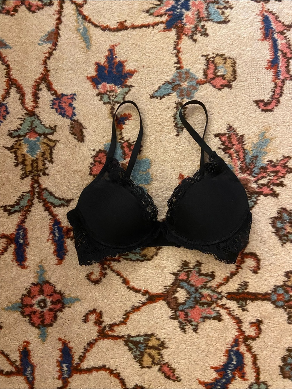 Natori Black Lace Trim Underwire Bra